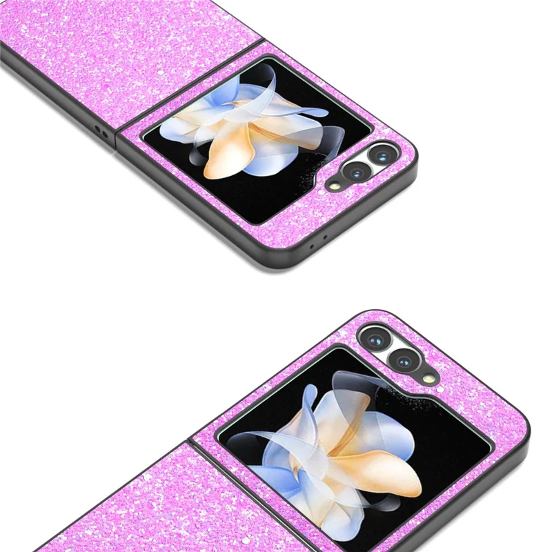 Pour la coque Samsung Galaxy Z Flip6 5G Colored Glitter Leather+PC Shockproof Phone Cover - Rose