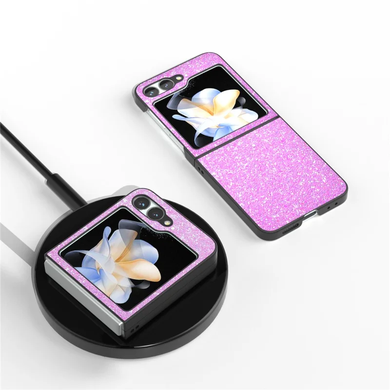 Pour la coque Samsung Galaxy Z Flip6 5G Colored Glitter Leather+PC Shockproof Phone Cover - Rose