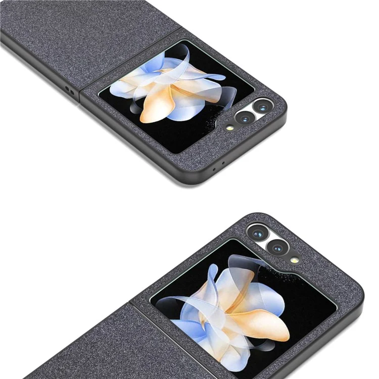 Para Samsung Galaxy Z Flip6 5G Case Glitter Leather+PC Phone Cover - Black