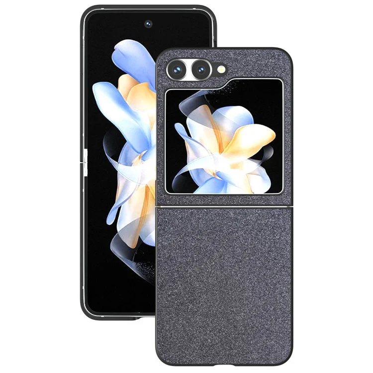 Para Samsung Galaxy Z Flip6 5G Case Glitter Leather+PC Phone Cover - Black