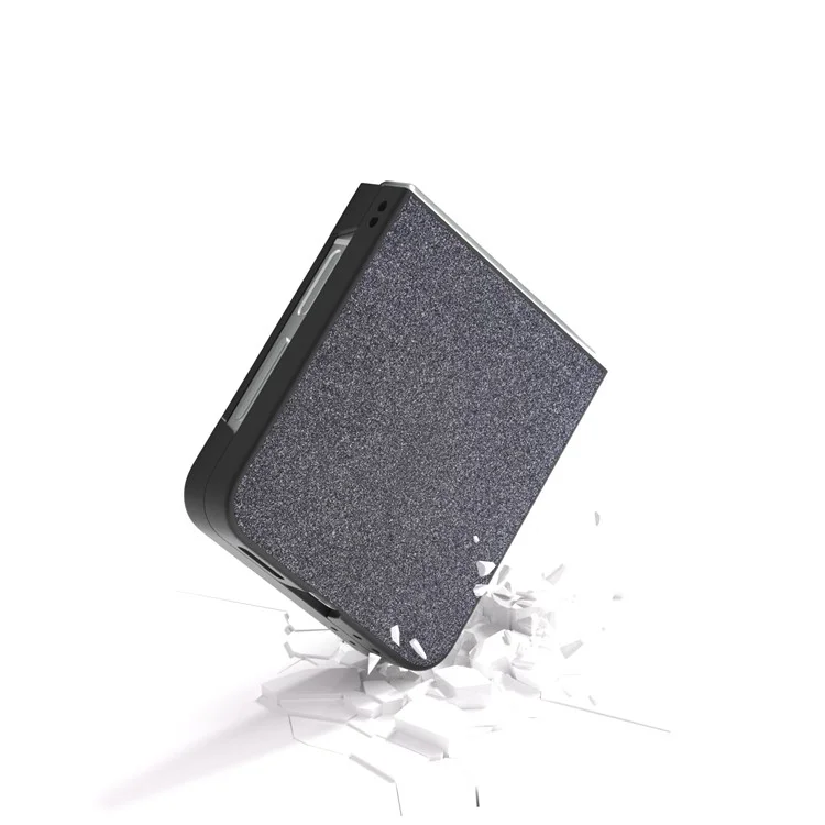 Para Samsung Galaxy Z Flip6 5G Case Glitter Leather+PC Phone Cover - Black