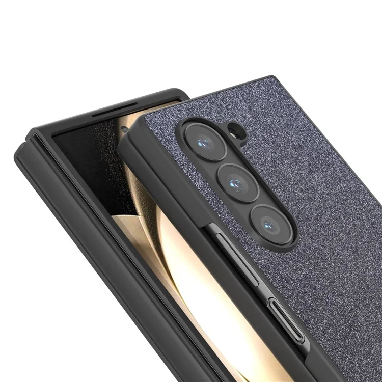 Para Samsung Galaxy Z Fold6 5G Caso Anti-Drop Glitter Leather+PC Phone Cover - Preto
