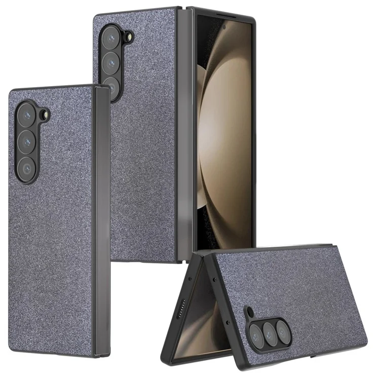 Para Samsung Galaxy Z Fold6 5G Caso Anti-Drop Glitter Leather+PC Phone Cover - Preto