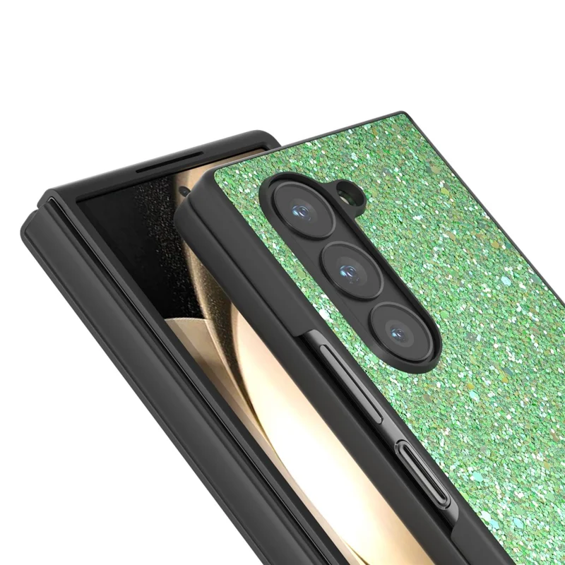 Para Samsung Galaxy Z Fold6 5G Capa Brilhante Colorida PU+PC Capa de Telefone à Prova de Choque - Verde
