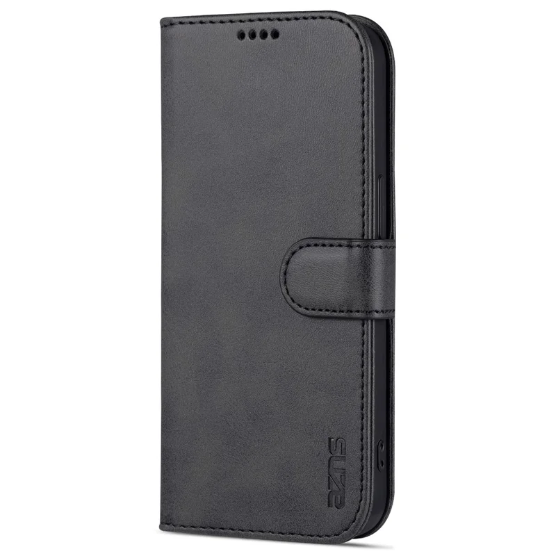 AZNS For iPhone 16 Pro Max Case PU Leather Wallet Phone Cover - Black