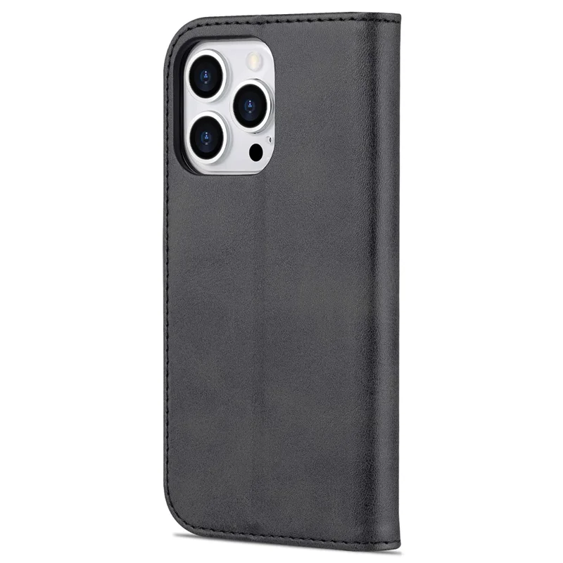 AZNS For iPhone 16 Pro Max Case PU Leather Wallet Phone Cover - Black