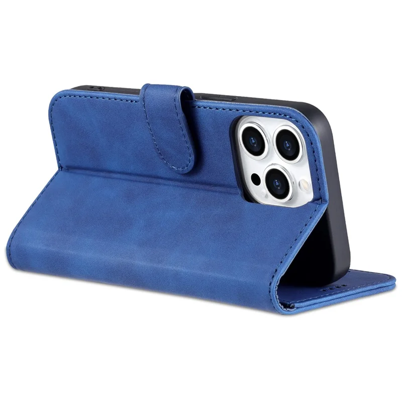 AZNS Para iPhone 16 Pro Wallet Case à prova de choque Capa de telefone em couro PU - Azul