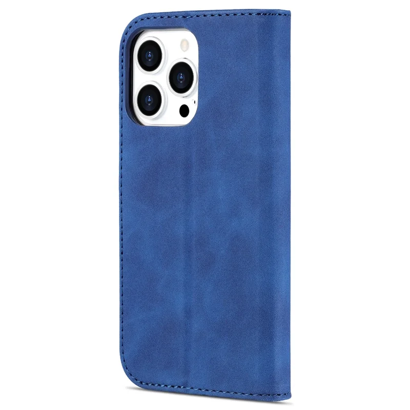 AZNS Para iPhone 16 Pro Wallet Case à prova de choque Capa de telefone em couro PU - Azul