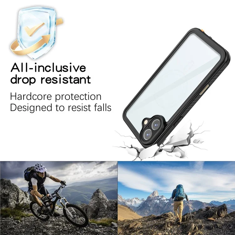 REDPEPPER FS Series For iPhone 16 Plus Phone Case IP68 Waterproof Clear Back Panel Phone Cover