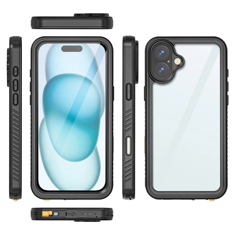 REDPEPPER FS Series For iPhone 16 Plus Phone Case IP68 Waterproof Clear Back Panel Phone Cover