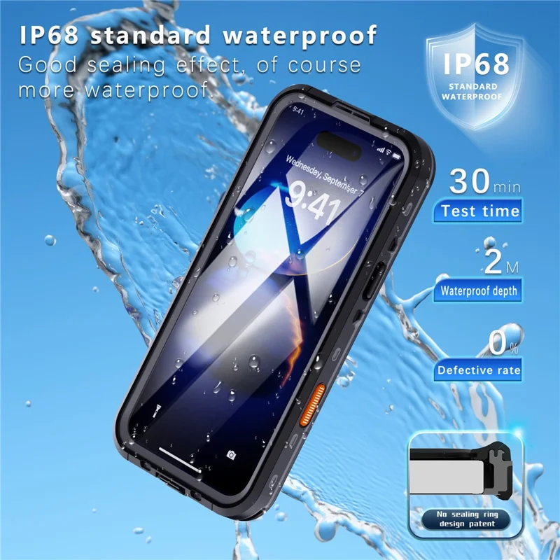REDPEPPER Dot+ Series For iPhone 16 Pro Max Phone Case Compatible with MagSafe IP68 Waterproof Clear Phone Cover - Black  /  Grey