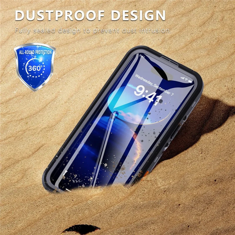 REDPEPPER Dot+ Series For iPhone 16 Pro Max Phone Case Compatible with MagSafe IP68 Waterproof Clear Phone Cover - Black  /  Grey
