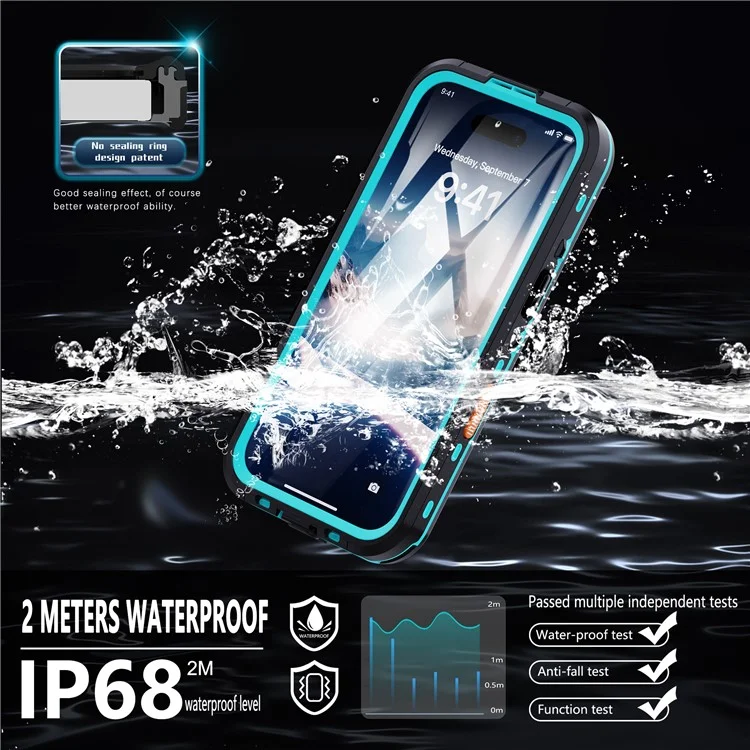 REDPEPPER Dot+ Series For iPhone 16 Plus Phone Case Compatible with MagSafe IP68 Waterproof Clear Phone Cover - Blue