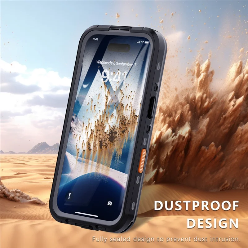 REDPEPPER Dot+ Series For iPhone 16 Plus Phone Case Compatible with MagSafe IP68 Waterproof Clear Phone Cover - Black  /  Grey