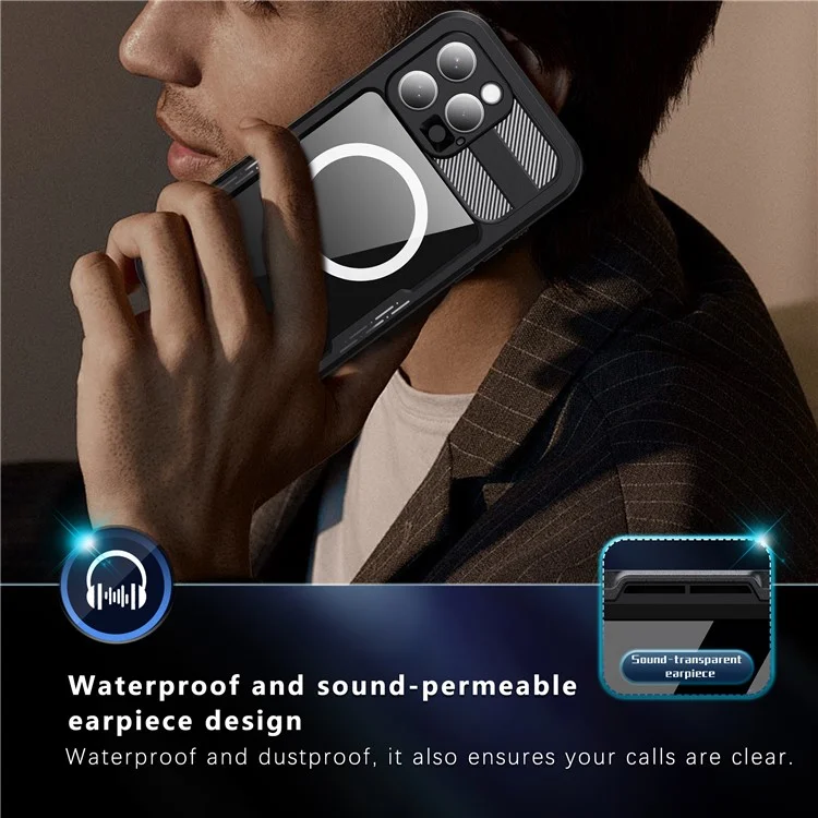 REDPEPPER For iPhone 16 Pro Max Case Compatible with MagSafe IP68 Waterproof Clear Phone Cover - Black