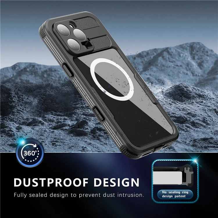 REDPEPPER For iPhone 16 Pro Max Case Compatible with MagSafe IP68 Waterproof Clear Phone Cover - Black