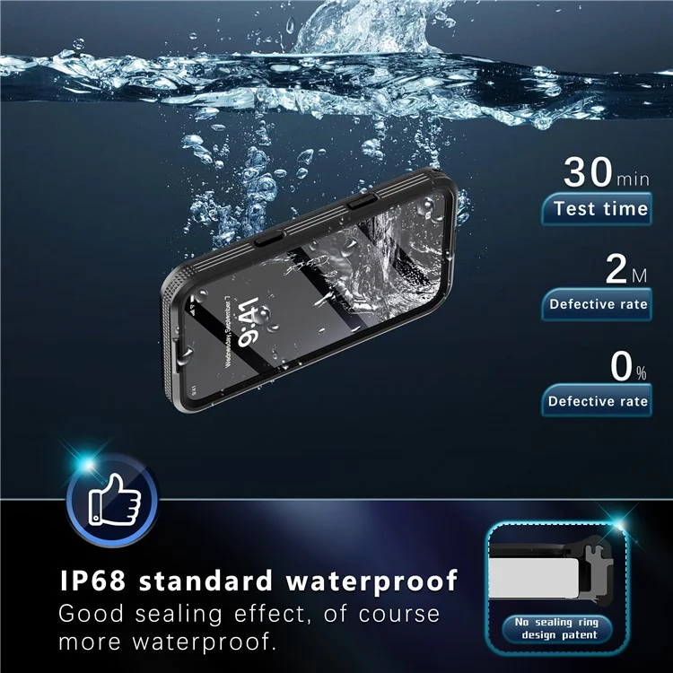 REDPEPPER For iPhone 16 Pro Max Case Compatible with MagSafe IP68 Waterproof Clear Phone Cover - Black