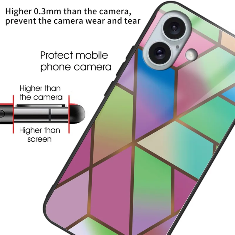 Capa Para iPhone 16 Plus Case Artistic Marble Pattern Anti-Drop Tempered Glass Phone Cover - Estilo A