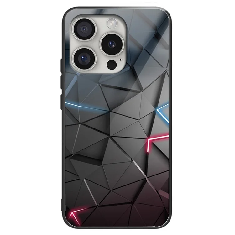 Чехол для iPhone 16 Pro с закалённым стеклом TPU и печатным рисунком - Стиль А