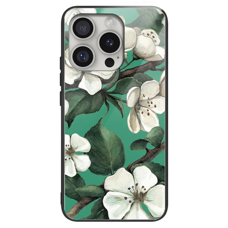 For iPhone 16 Pro Max Shockproof Case Pattern Printing Tempered Glass TPU Phone Cover - Style A