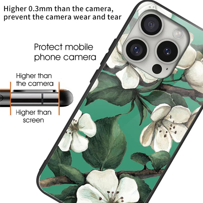 For iPhone 16 Pro Max Shockproof Case Pattern Printing Tempered Glass TPU Phone Cover - Style A