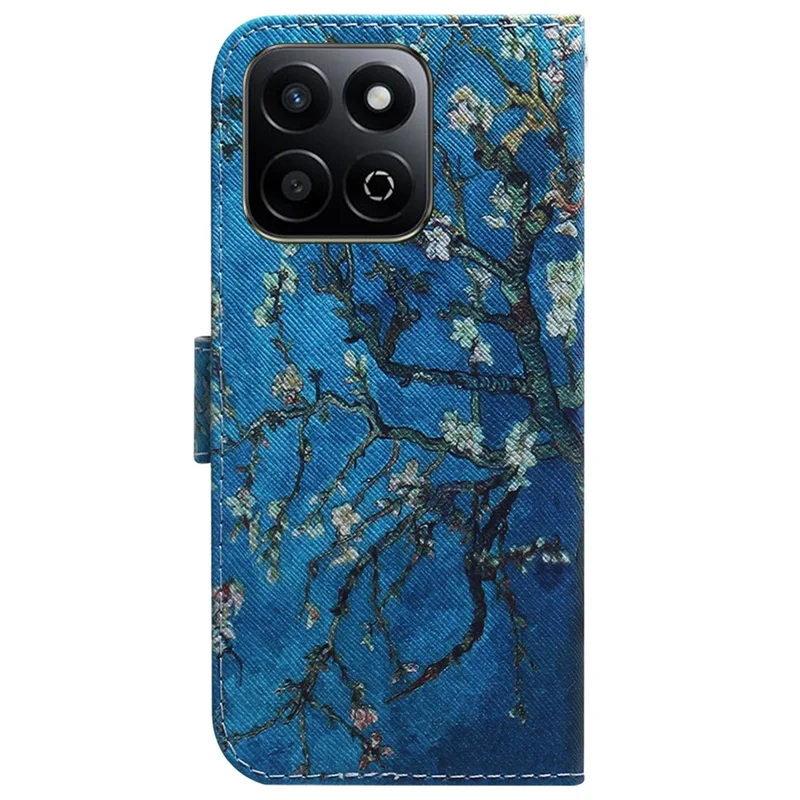 Capa de couro com estampa de flores de damasco para o telefone For Honor Play 60 Plus 5G Wallet Case