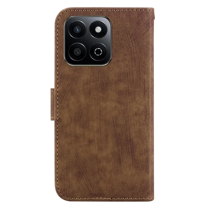 For Honor Play 60 Plus 5G Shockproof Case Tiger Imprint Leather Wallet Phone Cover - Brown