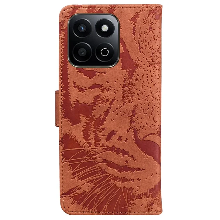 Чехол-книжка For Honor Play 60 Plus 5G с изображением тигра - коричневый