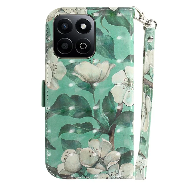 Case de Carteira de Telefone com Cobertura de Impressão de Padrão - Flores em Aquarela para Honor Play 60 Plus 5G