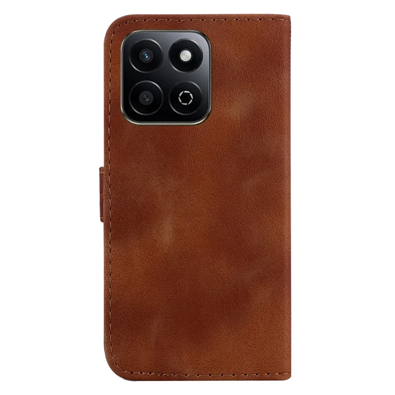 For Honor Play 60 Plus 5G Case 7-Shaped Pattern Imprint Leather Stand Phone Cover - Brown