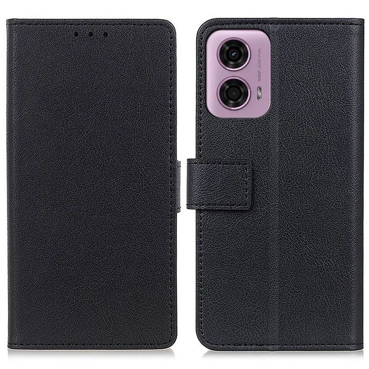 Pour Motorola Moto G24 Power Stand Case PU Cuir Portefeuille Étui de Protection - Noir