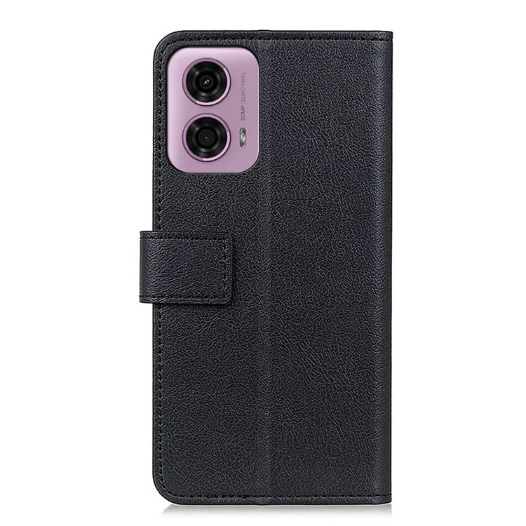 Pour Motorola Moto G24 Power Stand Case PU Cuir Portefeuille Étui de Protection - Noir