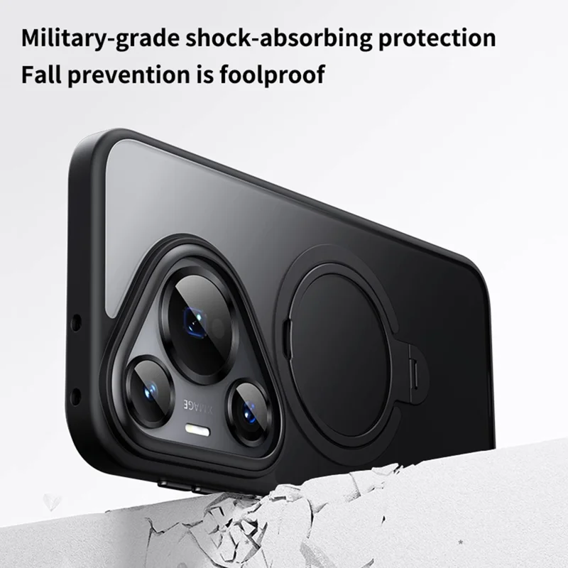 Pour Huawei Pura 70 Pro+ / Étui de téléphone Pura 70 Pro avec support de type béquille, couvercle arrière mat compatible avec MagSafe - Noir