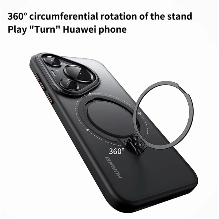 Чехол для телефона Huawei Pura 70 с подставкой и матовой задней панелью, совместимый с MagSafe - черный