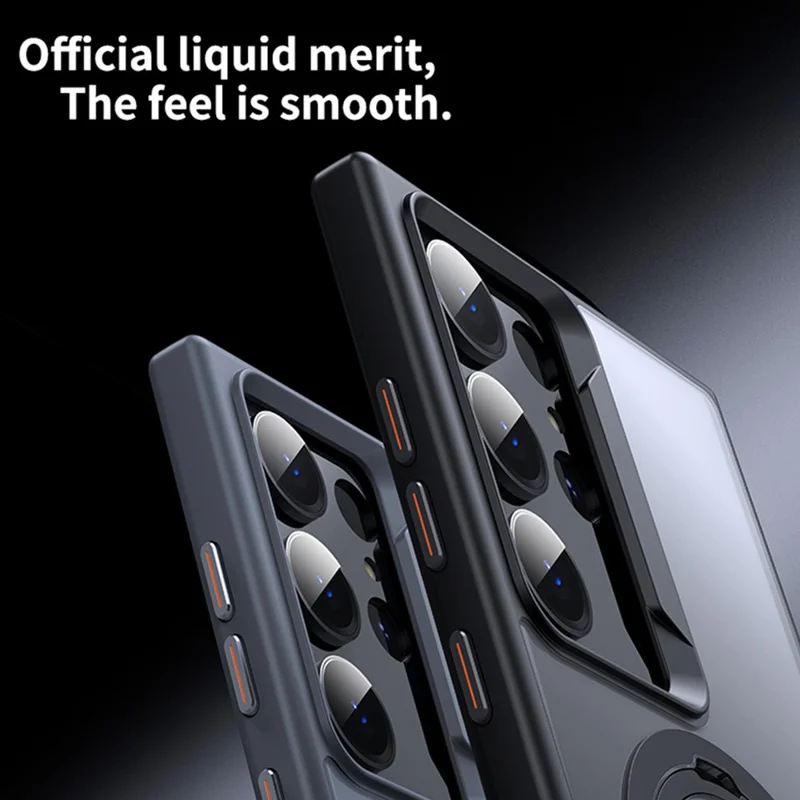 For Samsung Galaxy S23 Ultra Phone Case Kickstand Matte Back Cover Magnetic Case - Grey