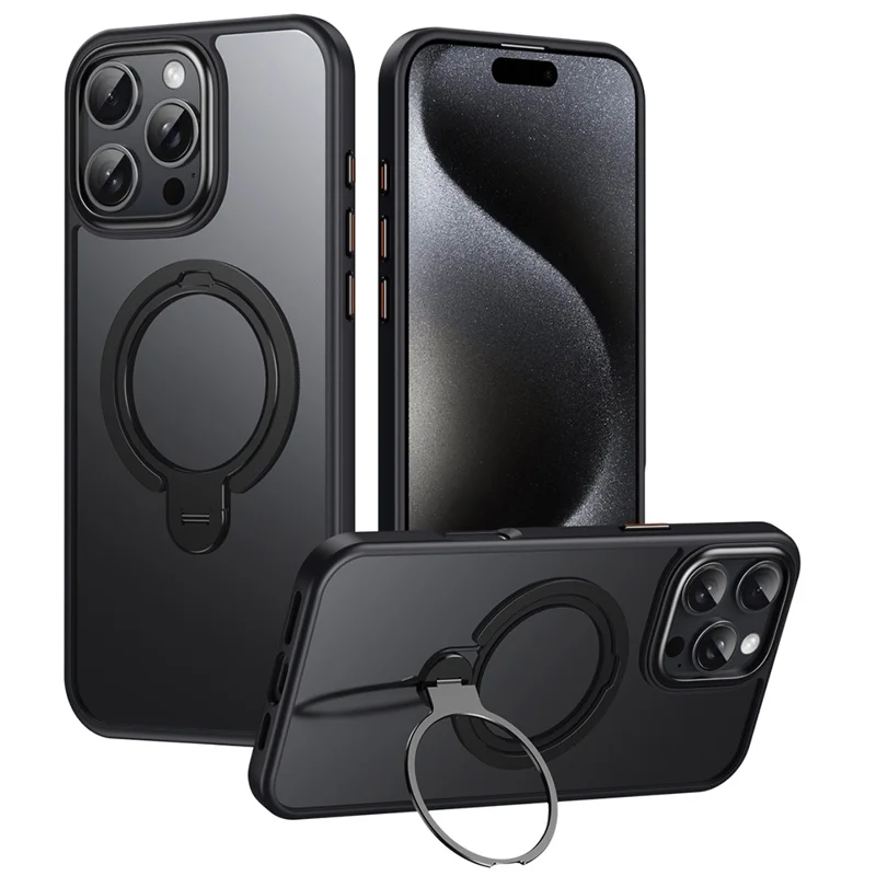 Custodia per iPhone 16 Pro Phone con supporto Matte Back Cover compatibile con MagSafe - Nero