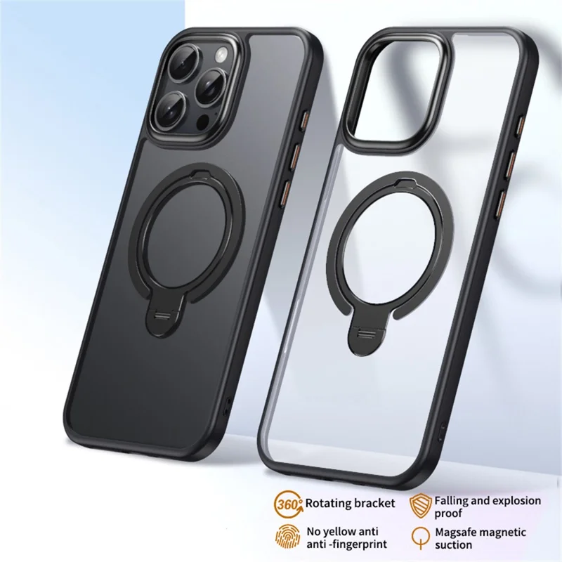 Custodia per iPhone 16 Pro Phone con supporto Matte Back Cover compatibile con MagSafe - Nero