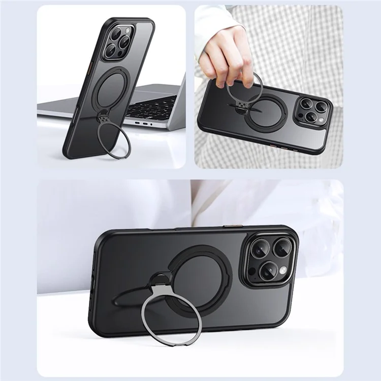 Custodia per iPhone 16 Pro Phone con supporto Matte Back Cover compatibile con MagSafe - Nero