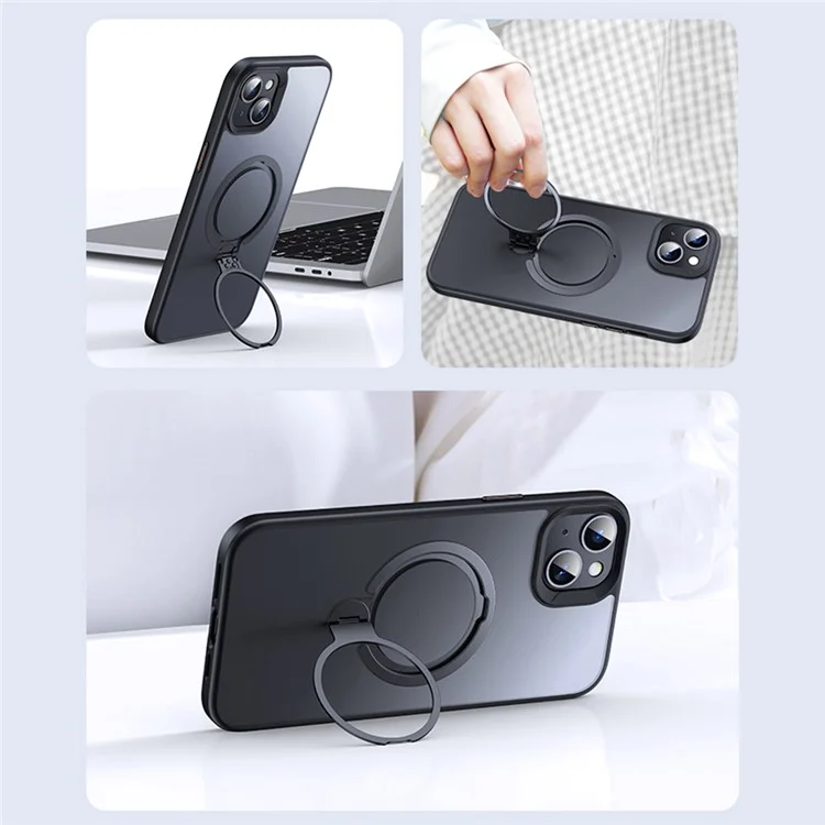Funda para iPhone 15 con soporte Matte Back Cover compatible con MagSafe - Negro