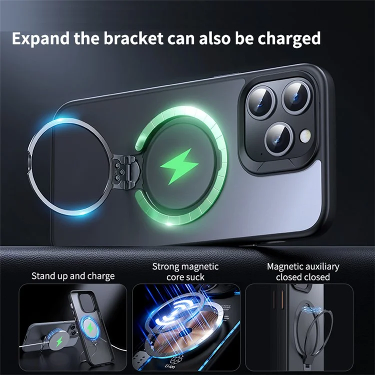 Per iPhone 12 Pro / Custodia per iPhone 12 con supporto Matte Back Cover compatibile con MagSafe - Nero