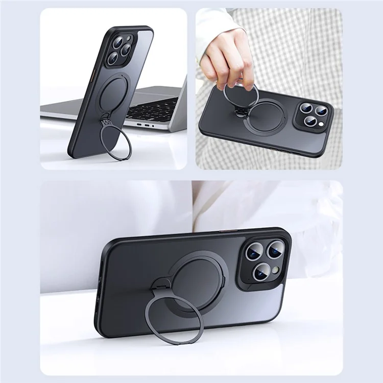 Per iPhone 12 Pro / Custodia per iPhone 12 con supporto Matte Back Cover compatibile con MagSafe - Nero