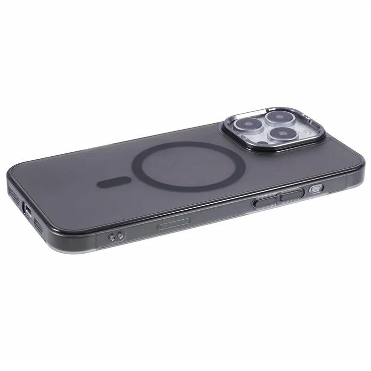 X-LEVEL Misty Series Pour Étui iPhone 16 Pro Compatible avec MagSafe Translucent Back PC+Glass Phone Cover - Matte Black