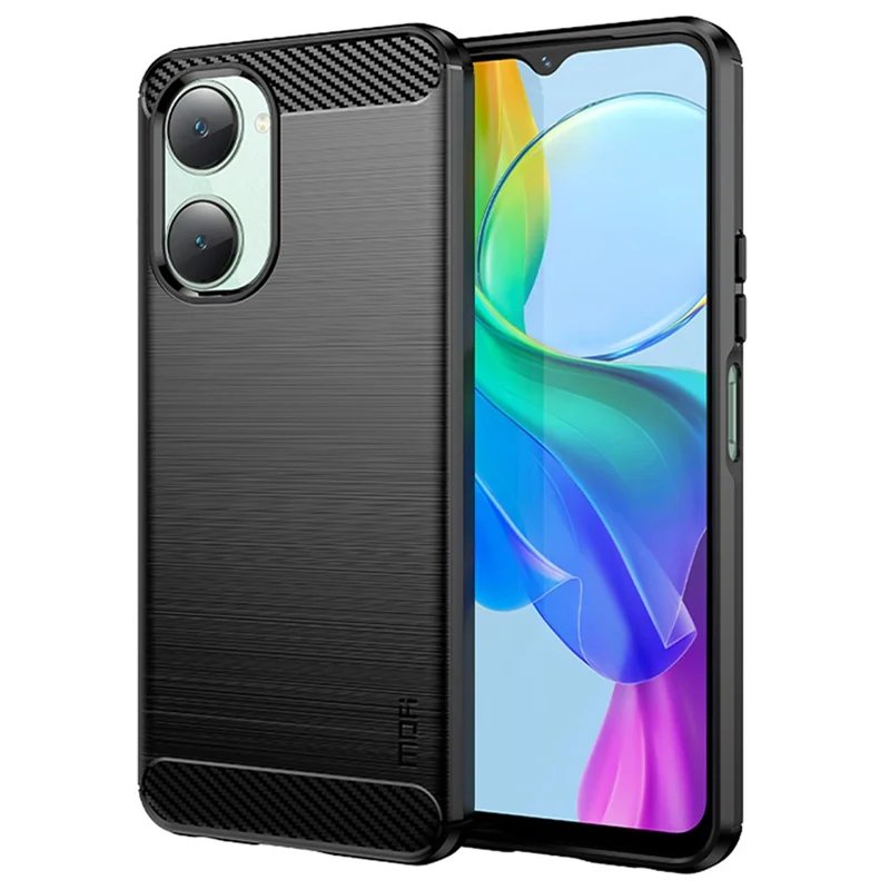 MOFI JK TPU Series-1 For vivo T3 Lite 5G Case Soft TPU Brushed Phone Cover Carbon Fiber Texture - Black