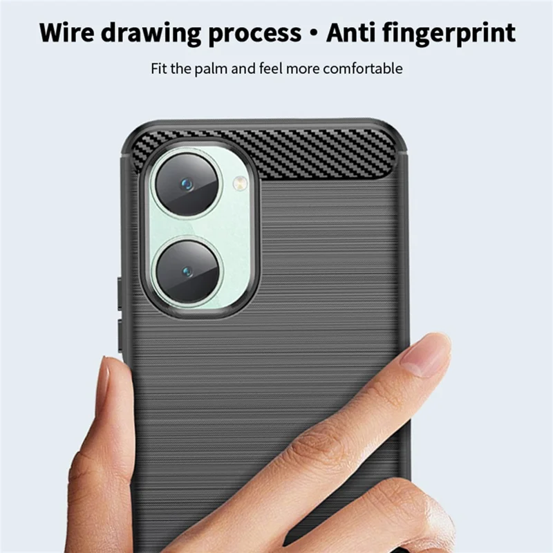 MOFI JK TPU Series-1 For vivo T3 Lite 5G Case Soft TPU Brushed Phone Cover Carbon Fiber Texture - Black