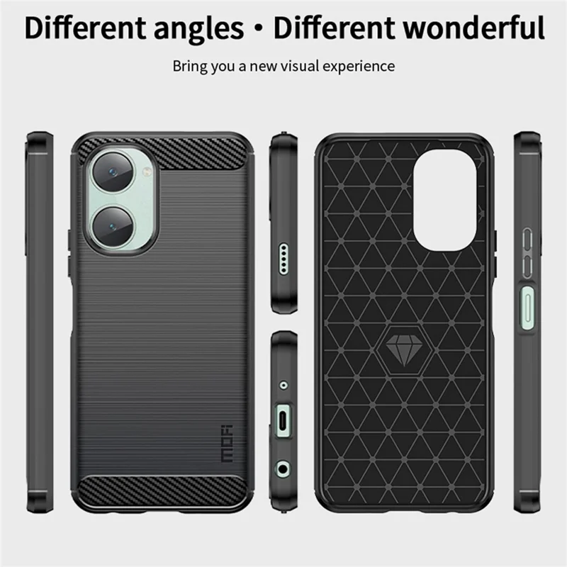 MOFI JK TPU Series-1 For vivo T3 Lite 5G Case Soft TPU Brushed Phone Cover Carbon Fiber Texture - Black