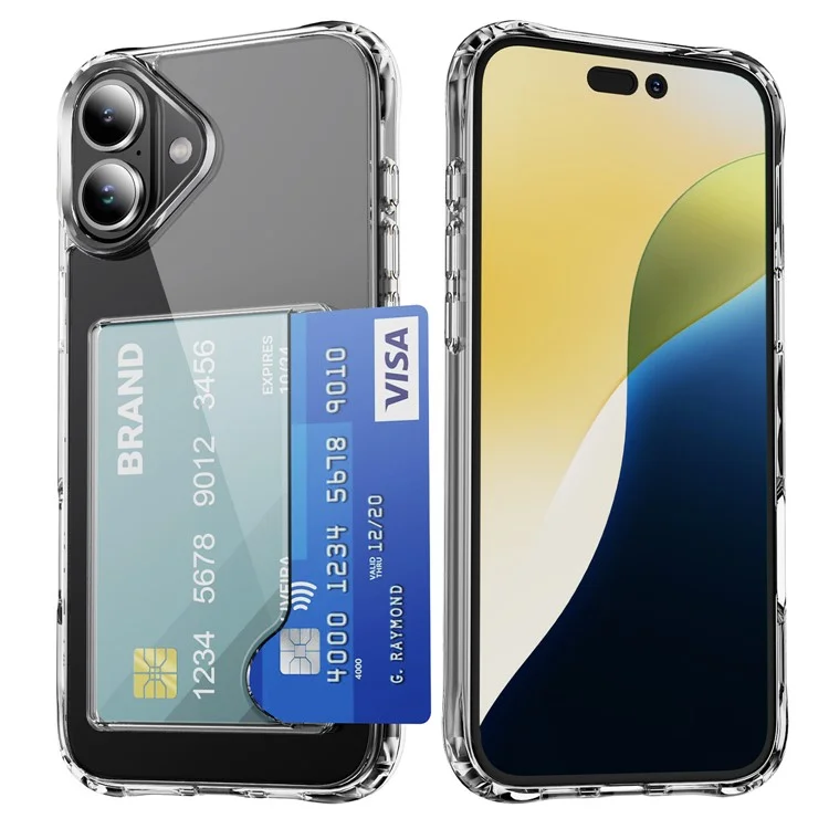 Para iPhone 16 Plus Funda TPU a prueba de golpes Funda de teléfono con soporte para tarjetas