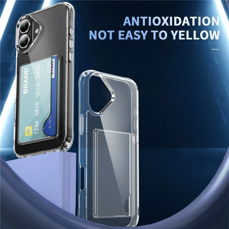 Para iPhone 16 Plus Funda TPU a prueba de golpes Funda de teléfono con soporte para tarjetas