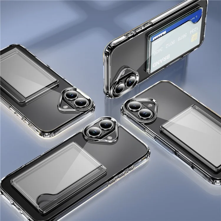 Para iPhone 16 Plus Funda TPU a prueba de golpes Funda de teléfono con soporte para tarjetas