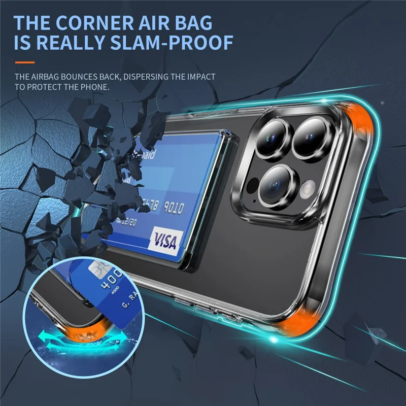 للهاتف iPhone 16 Pro غطاء واقي مع حامل بطاقات، غطاء واقي من مادة TPU