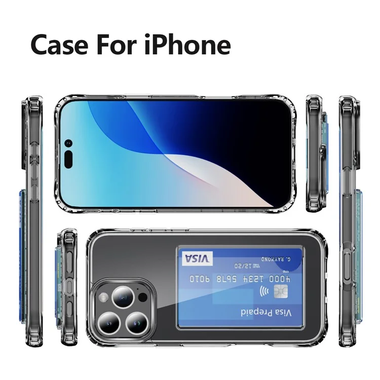 For iPhone 16 Pro Max Case Protective TPU Phone Cover with Card Holder